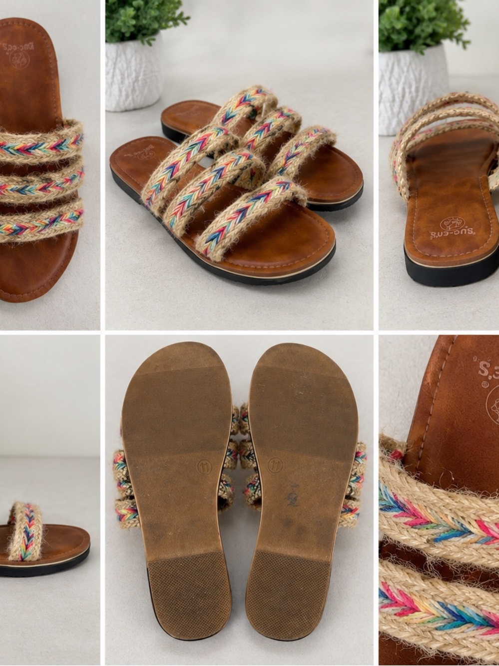 Buc-ee’s Colorful Braided Slide Sandals